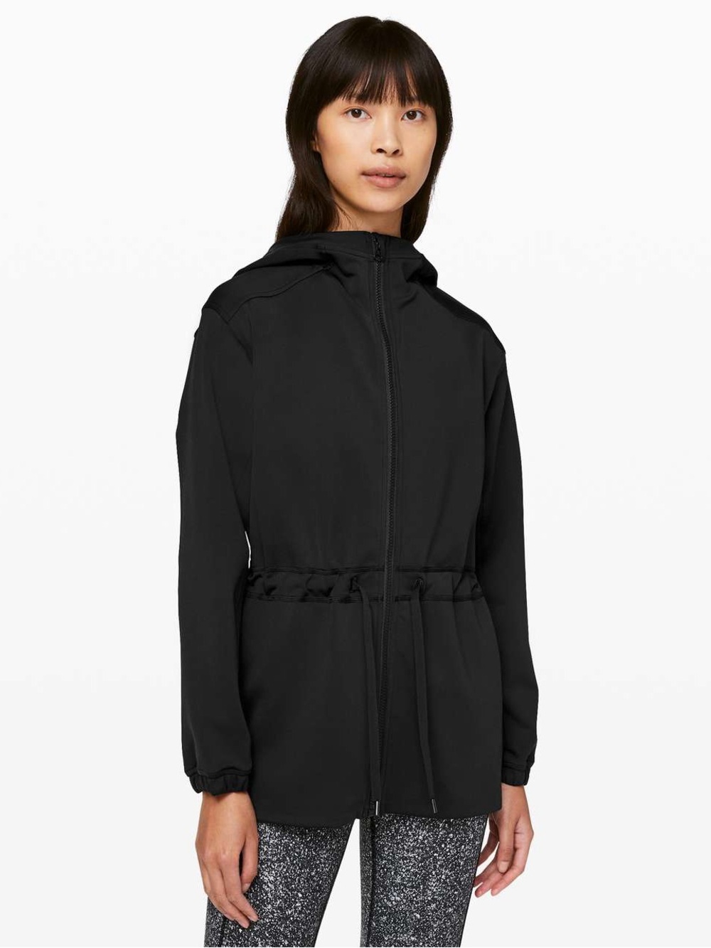 lululemon athletica Black Gotta Hustle Hooded Zip-Up Drawstring Jacket size 6